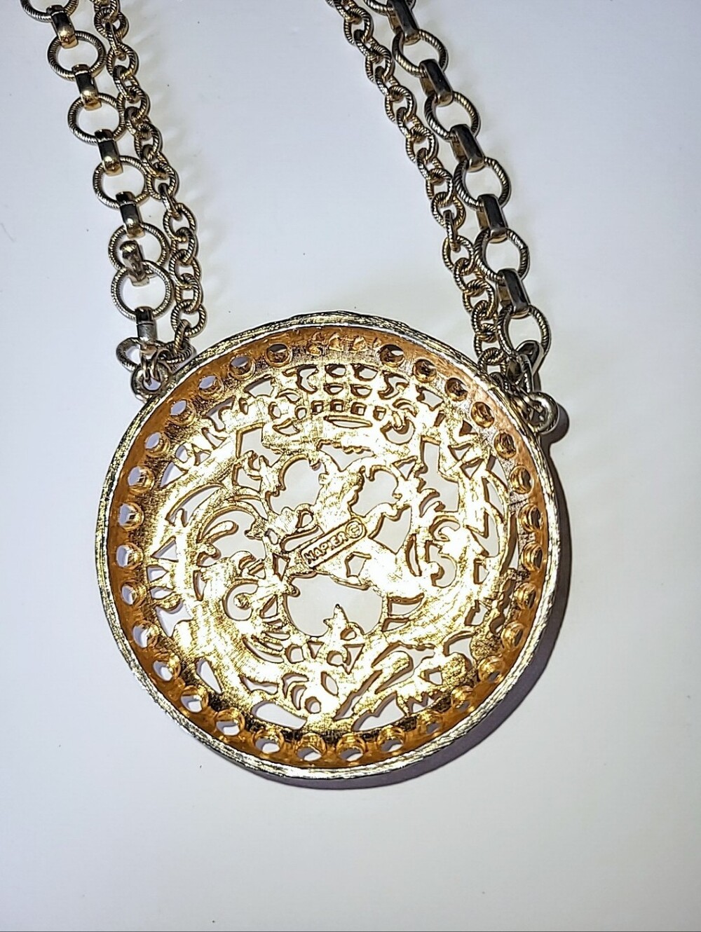 Napier Phoenix & Lion Medallion Runway Necklace 1970s - Picture 5 of 9
